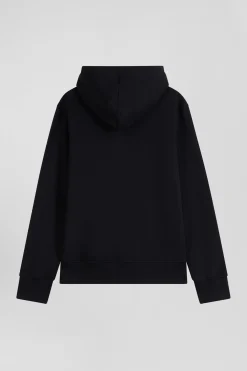 Sweatshirt zippé à capuche en molleton coton noir coupe Regular