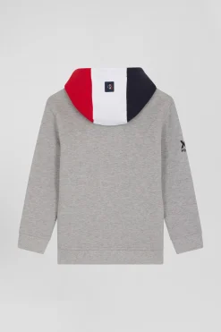 Sweatshirt zippé à capuche à parmenture matelassée bleu marine coupe Regular