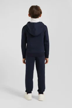 Sweatshirt zippé à capuche en coton bleu marine coupe Regular