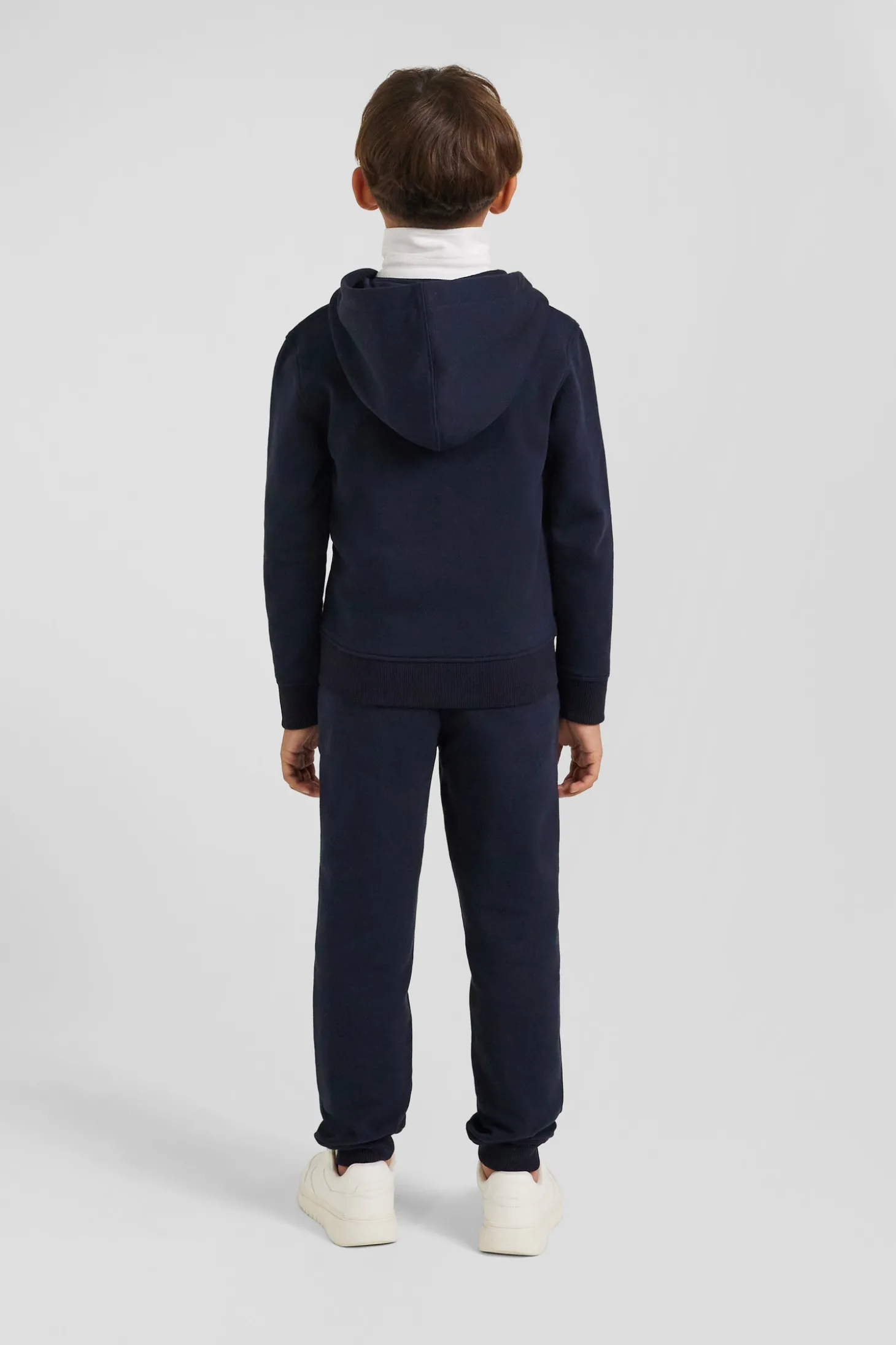 Sweatshirt zippé à capuche en coton bleu marine coupe Regular