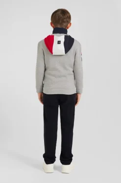 Sweatshirt zippé à capuche à parmenture matelassée bleu marine coupe Regular