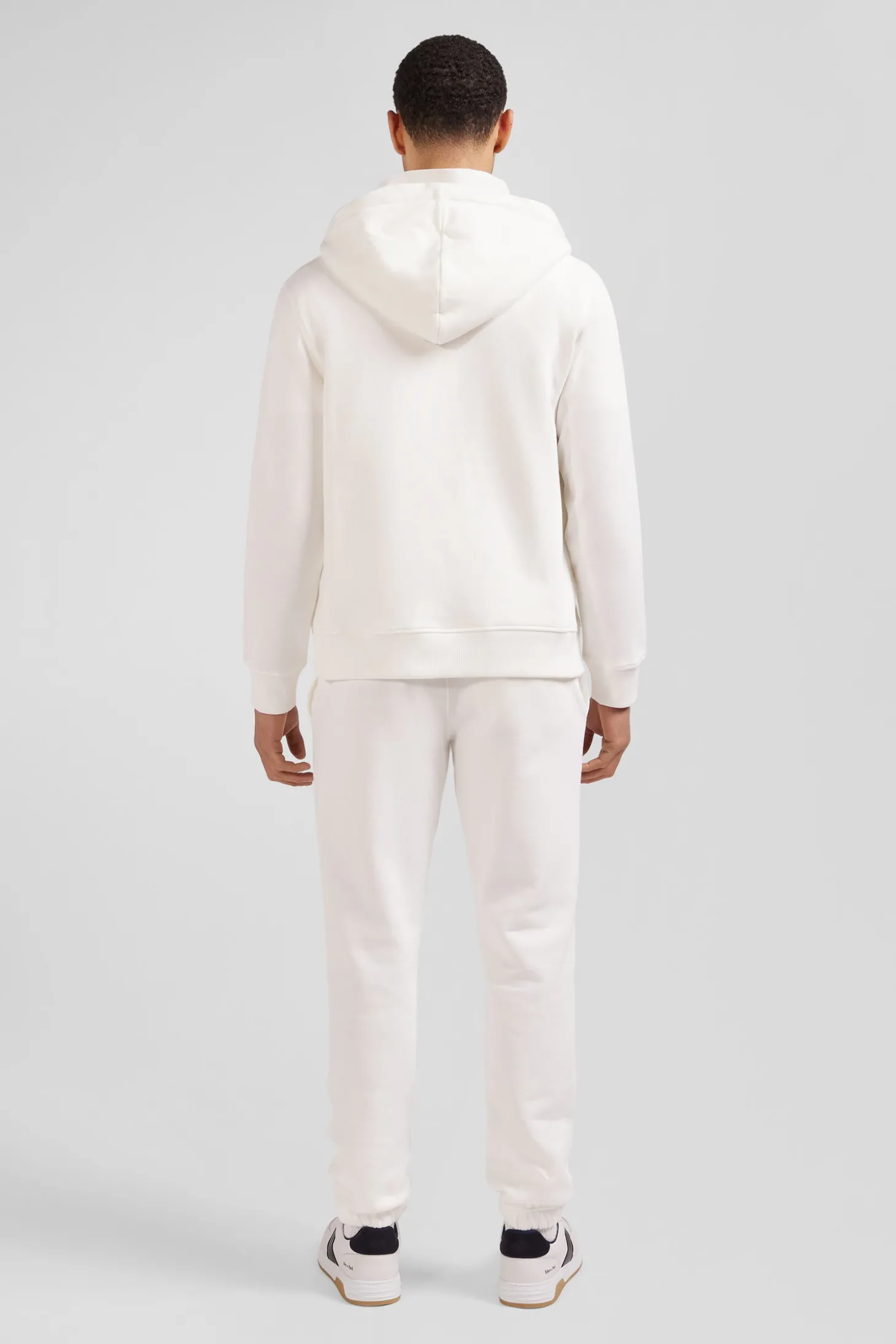 Sweatshirt zippé à capuche en molleton coton écru coupe Regular