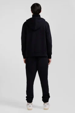 Sweatshirt zippé à capuche en molleton coton noir coupe Regular