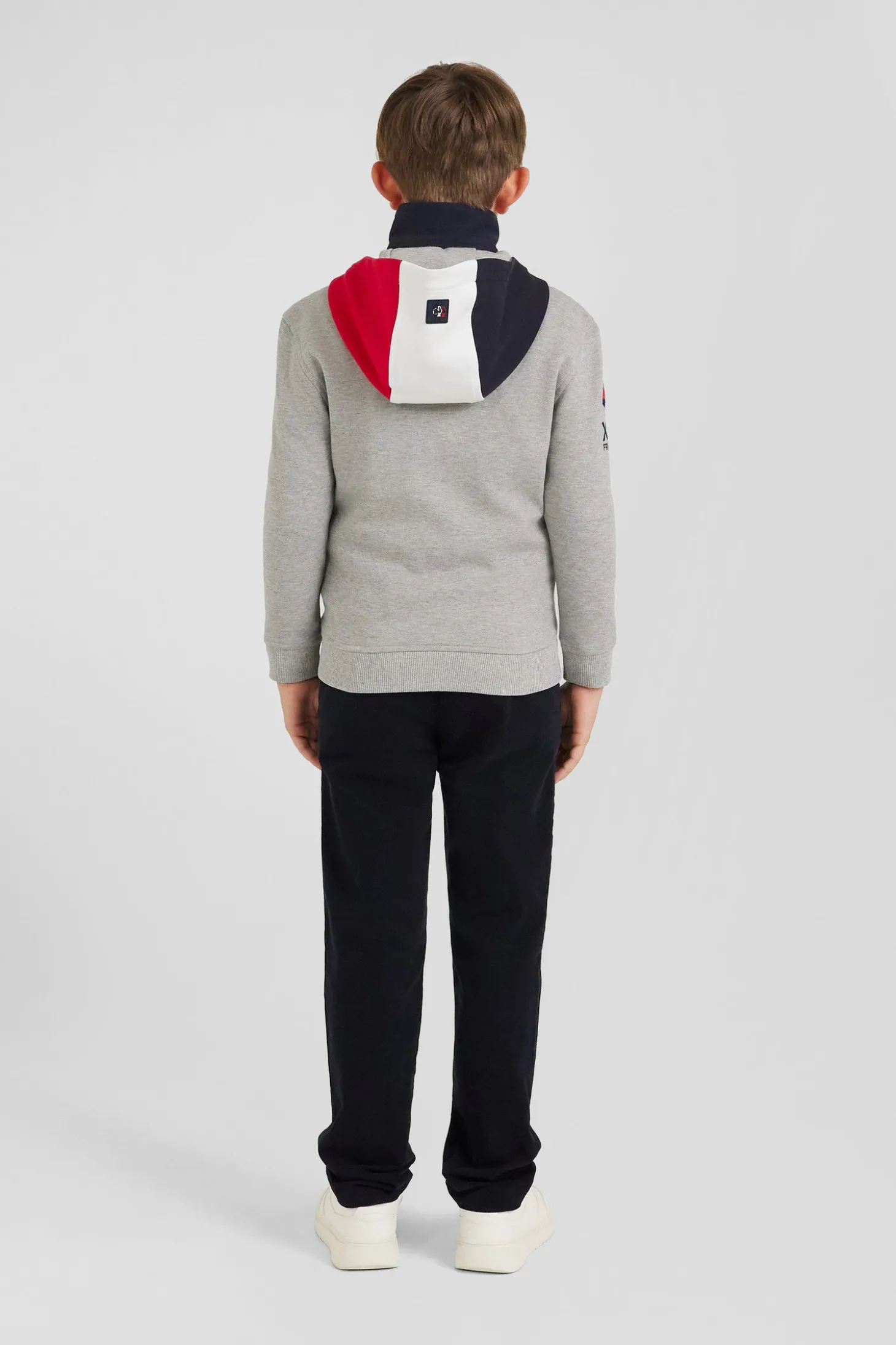 Sweatshirt zippé à capuche à parmenture matelassée bleu marine coupe Regular
