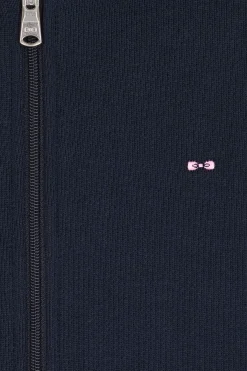 Sweatshirt zippé à capuche en coton bleu marine coupe Regular