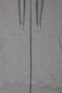 Sweatshirt zippé à capuche en molleton coton gris coupe Regular
