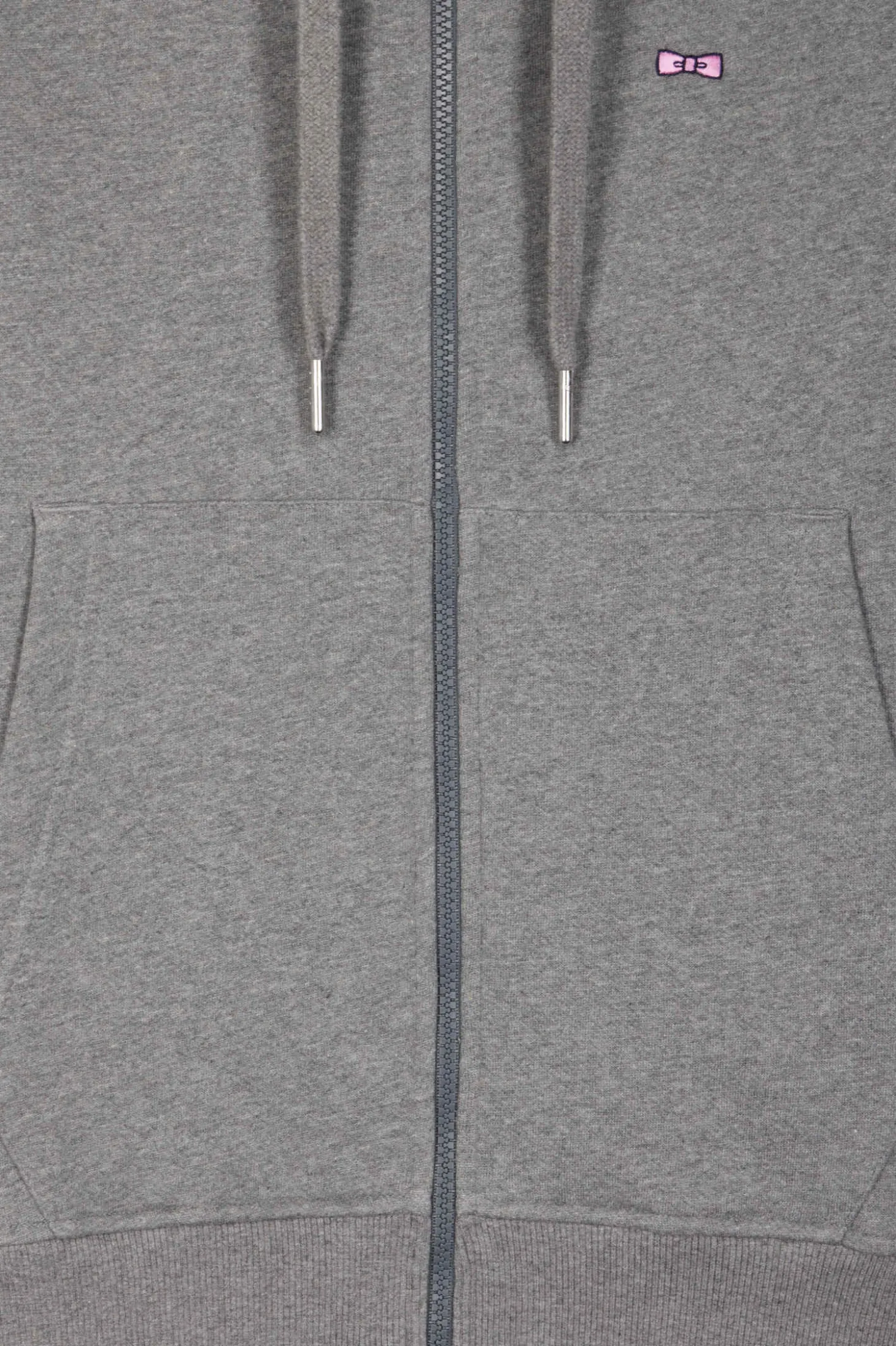 Sweatshirt zippé à capuche en molleton coton gris coupe Regular