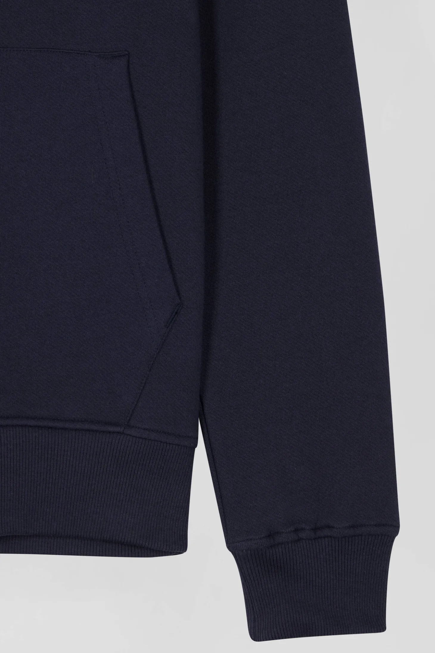Sweatshirt zippé à capuche en molleton coton bleu marine coupe Regular