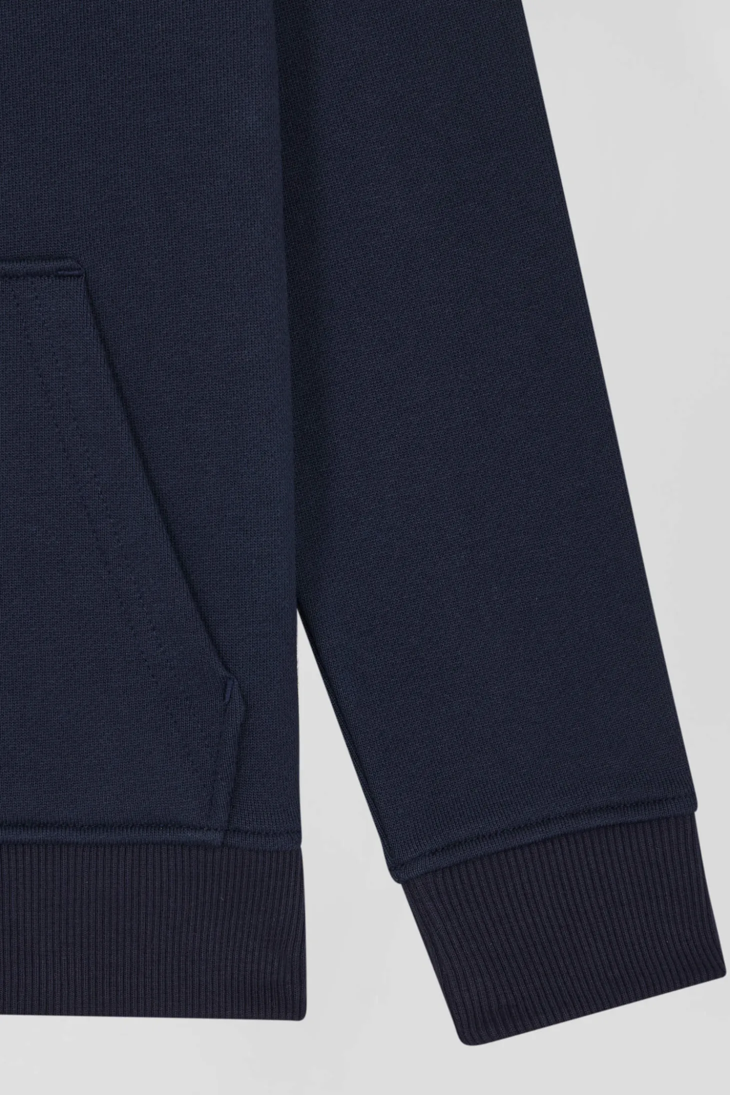 Sweatshirt zippé à capuche en coton bleu marine coupe Regular