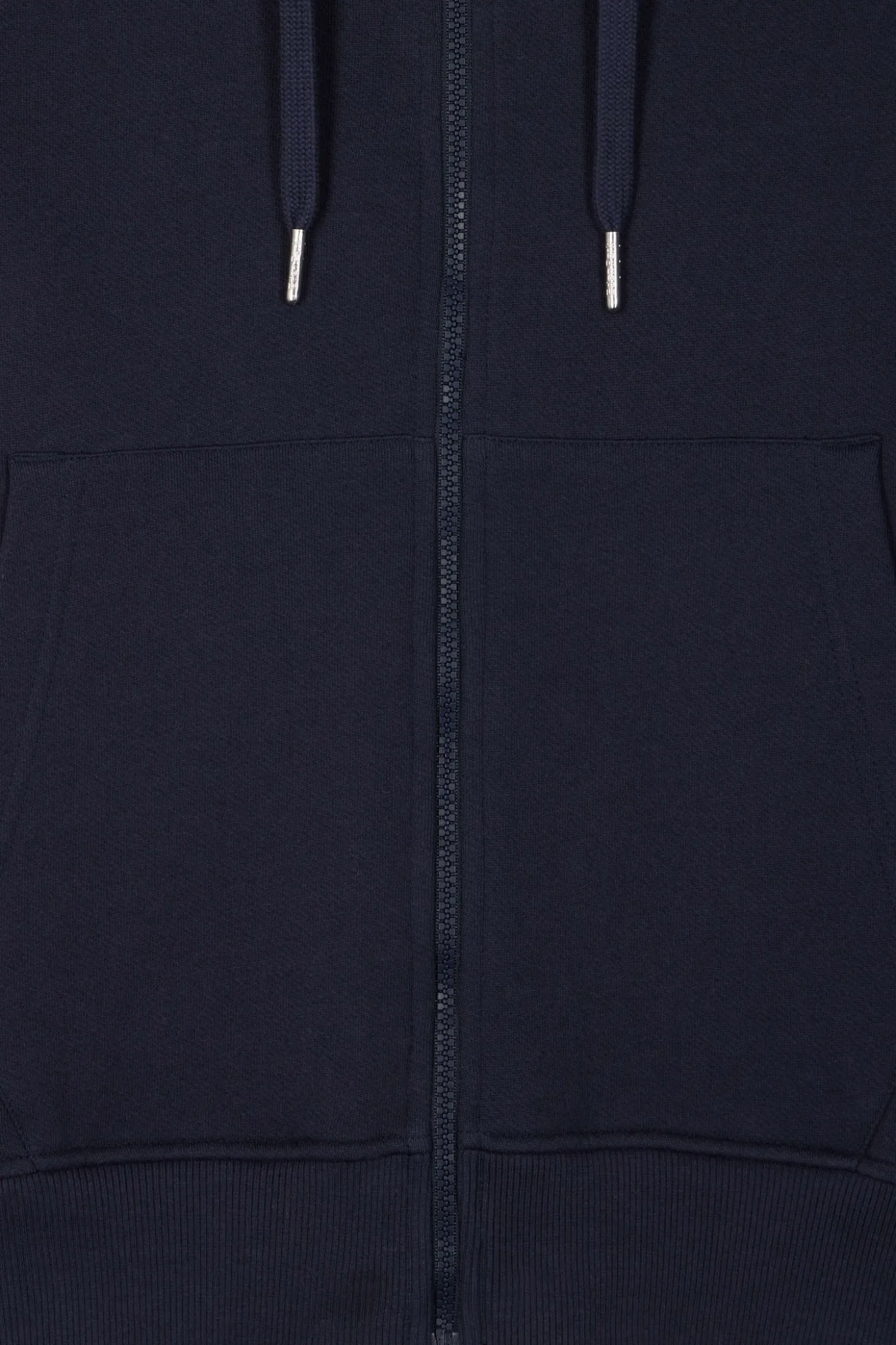 Sweatshirt zippé à capuche en molleton coton bleu marine coupe Regular