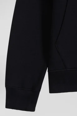 Sweatshirt zippé à capuche en molleton coton noir coupe Regular