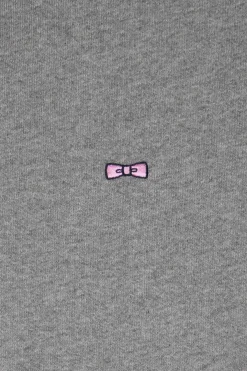 Sweatshirt zippé à col montant en molleton coton uni gris coupe Regular