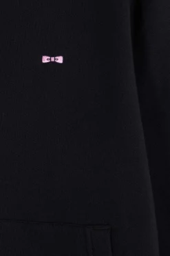 Sweatshirt zippé à col montant en molleton coton uni noir coupe Regular