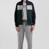 Sweatshirt zippé colorblock en coton mélangé vert coupe Regular