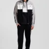 Sweatshirt zippé colorblock en coton mélangé noir coupe Regular