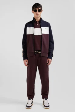 Sweatshirt zippé colorblock en coton mélangé bordeaux coupe Regular