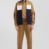 Sweatshirt zippé colorblock en coton mélangé camel coupe Regular