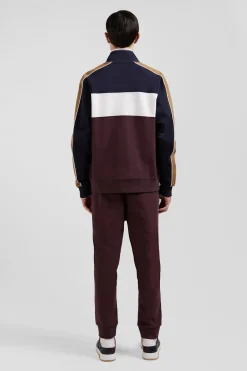 Sweatshirt zippé colorblock en coton mélangé bordeaux coupe Regular