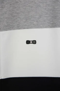 Sweatshirt zippé colorblock en coton mélangé noir coupe Regular