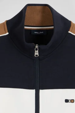 Sweatshirt zippé colorblock en coton mélangé bordeaux coupe Regular