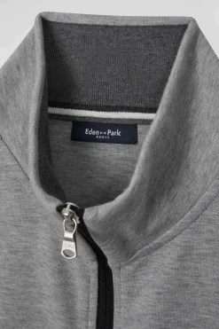 Sweatshirt zippé colorblock en coton mélangé noir coupe Regular