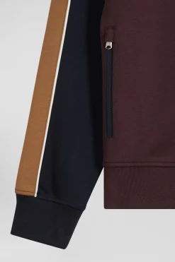 Sweatshirt zippé colorblock en coton mélangé bordeaux coupe Regular