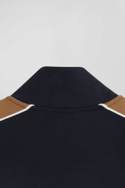 Sweatshirt zippé colorblock en coton mélangé bordeaux coupe Regular