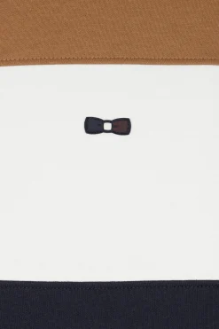Sweatshirt zippé colorblock en coton mélangé camel coupe Regular