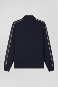 Sweatshirt zippé en coton mélangé bleu marine coupe Regular