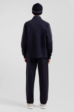 Sweatshirt zippé en coton mélangé bleu marine coupe Regular