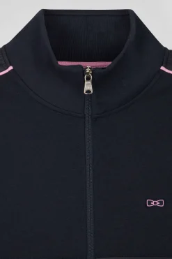 Sweatshirt zippé en coton mélangé bleu marine coupe Regular