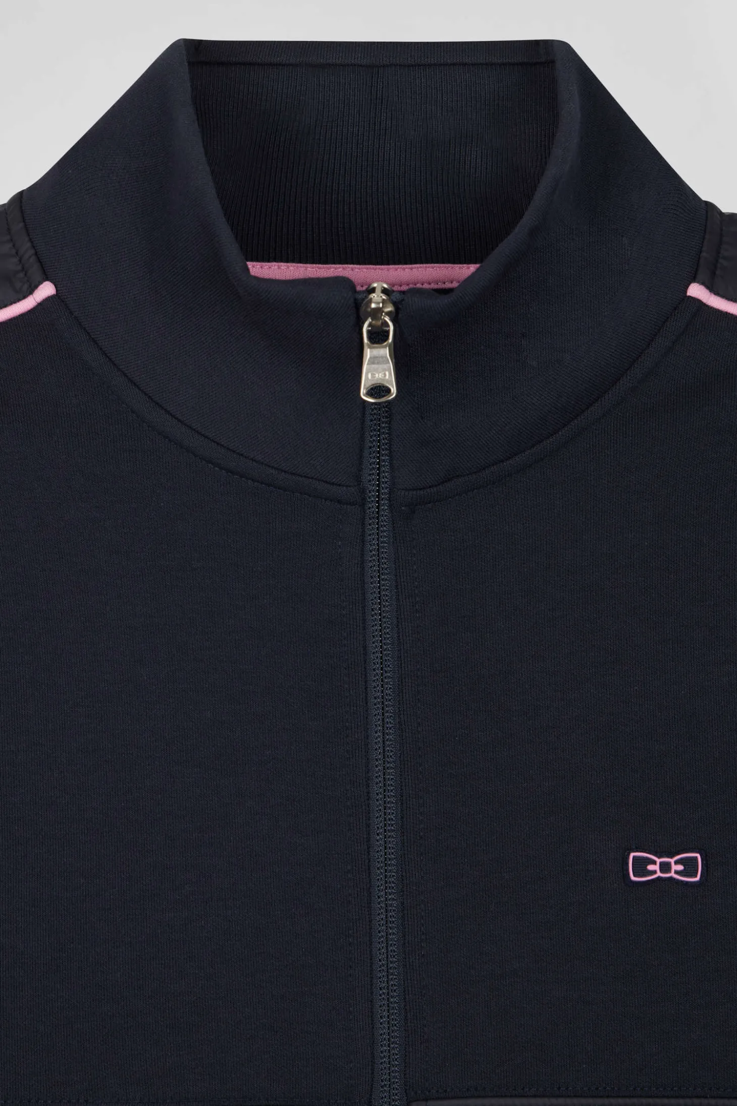 Sweatshirt zippé en coton mélangé bleu marine coupe Regular