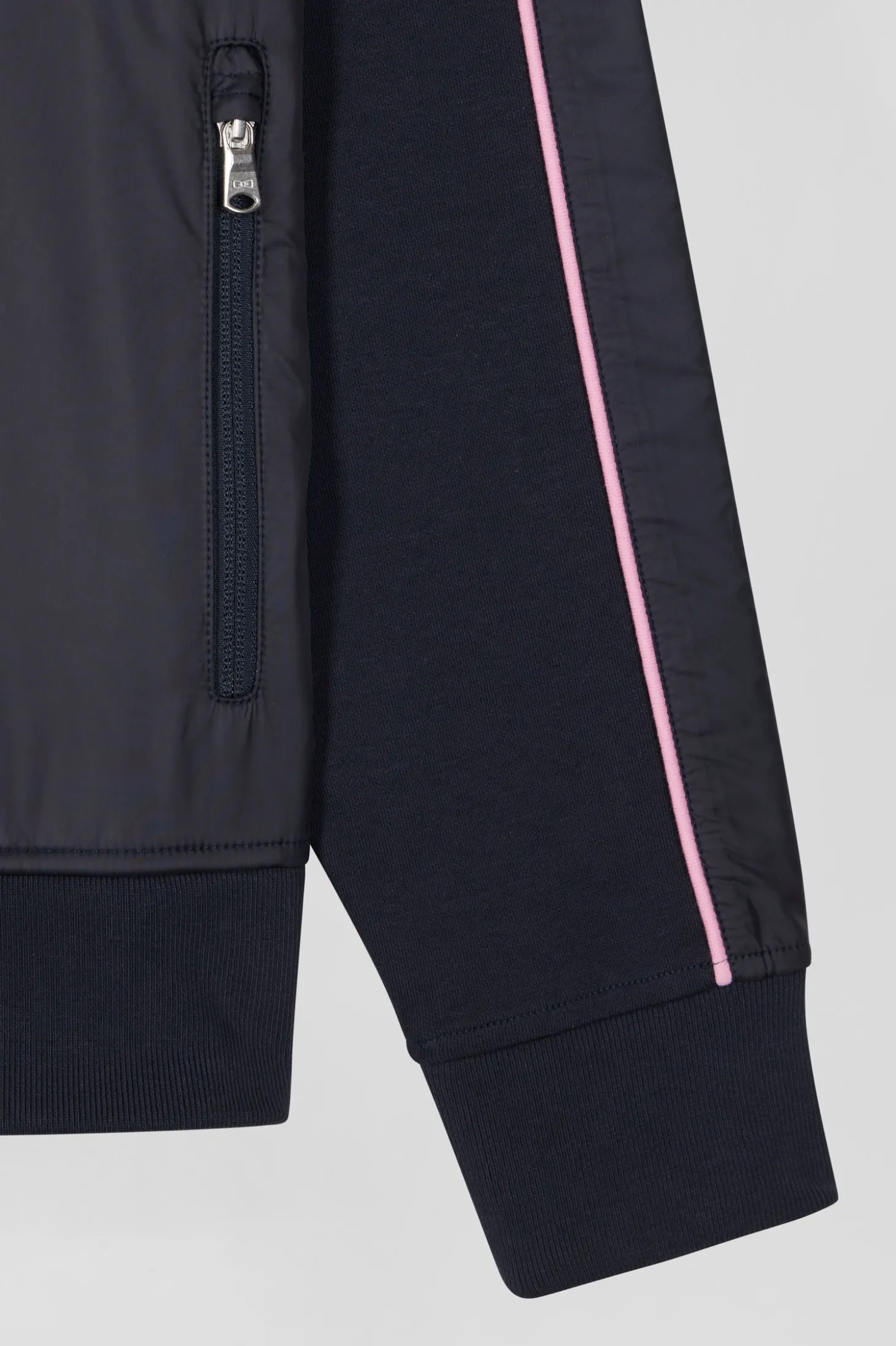 Sweatshirt zippé en coton mélangé bleu marine coupe Regular