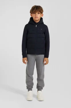 Sweatshirt zippé matelassé à capuche bleu marine coupe Regular