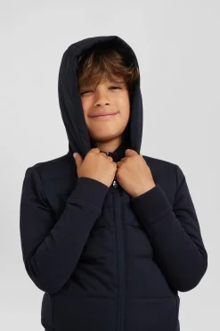 Sweatshirt zippé matelassé à capuche bleu marine coupe Regular