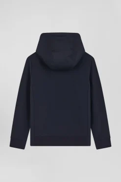 Sweatshirt zippé matelassé à capuche bleu marine coupe Regular