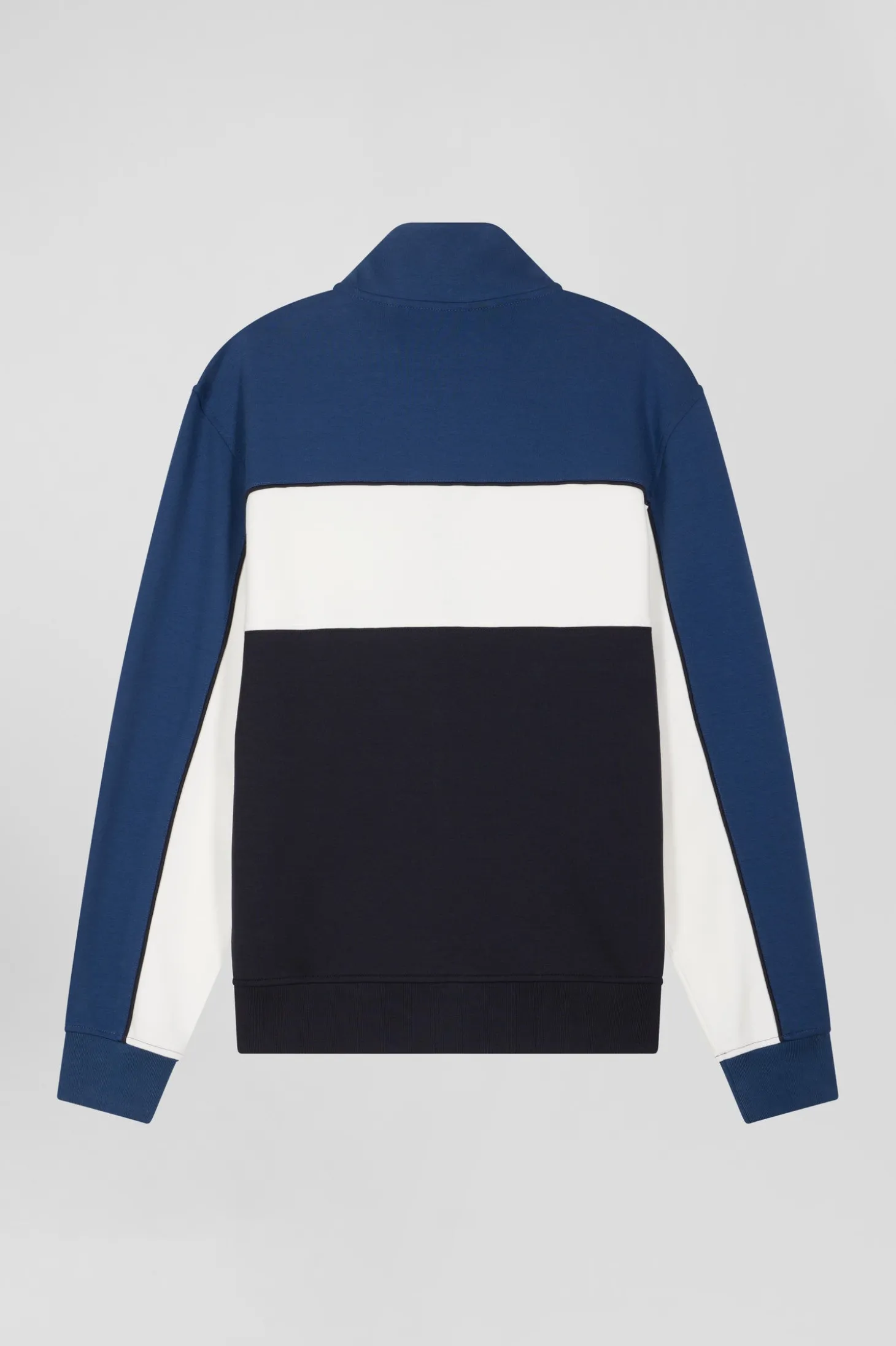 Sweatshirt zippé tricolore en coton mélangé bleu coupe Regular