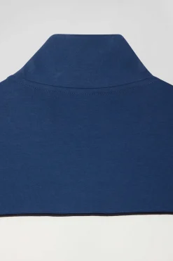 Sweatshirt zippé tricolore en coton mélangé bleu coupe Regular