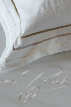 2 taies d'oreiller carrés blanc et doré - Avec toi et les bleus