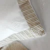 2 taies d'oreiller carrés blanc et beige - Bulle ovale