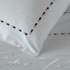 2 taies d'oreiller carrés blanc, marine et rose - Décrochons la lune