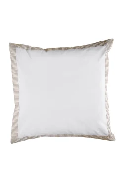 2 taies d'oreiller carrés blanc et beige - Bulle ovale
