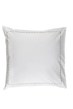 2 taies d'oreiller carrés blanc et beige - Décrochons la lune