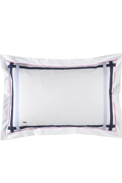 2 taies d'oreiller rectangulaires marine ciel et rose - Talavalu