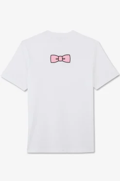 T-shirt blanc à broderie noeud dos