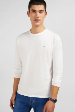 T-shirt blanc col rond à manches longues