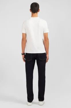 T-shirt blanc col rond à manches courtes