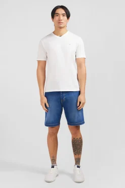 T-shirt blanc col V à manches courtes