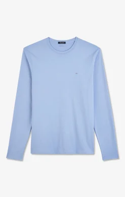 T-shirt bleu col rond à manches longues