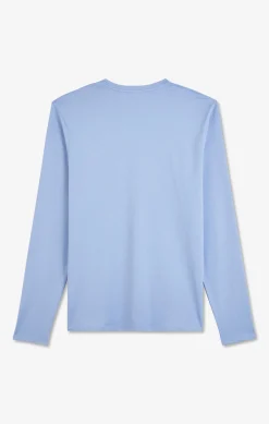 T-shirt bleu col rond à manches longues
